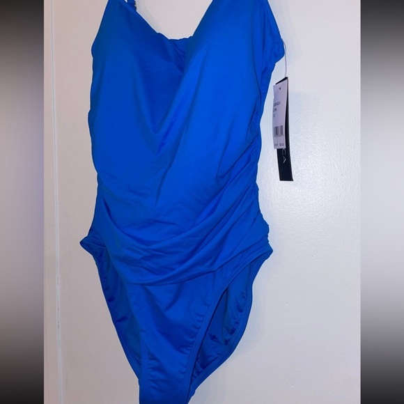 La Blanca Women's One Piece Swimsuit Island Goddess Shirred Side NWT 12 - Picture 4 of 8